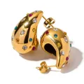 Pendientes Drop con circonitas engastadas — oro 18K o plata