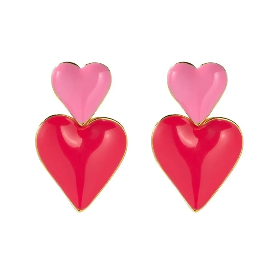 Cuori Colorati earrings in colorful enamel and 18K gold PVD coating