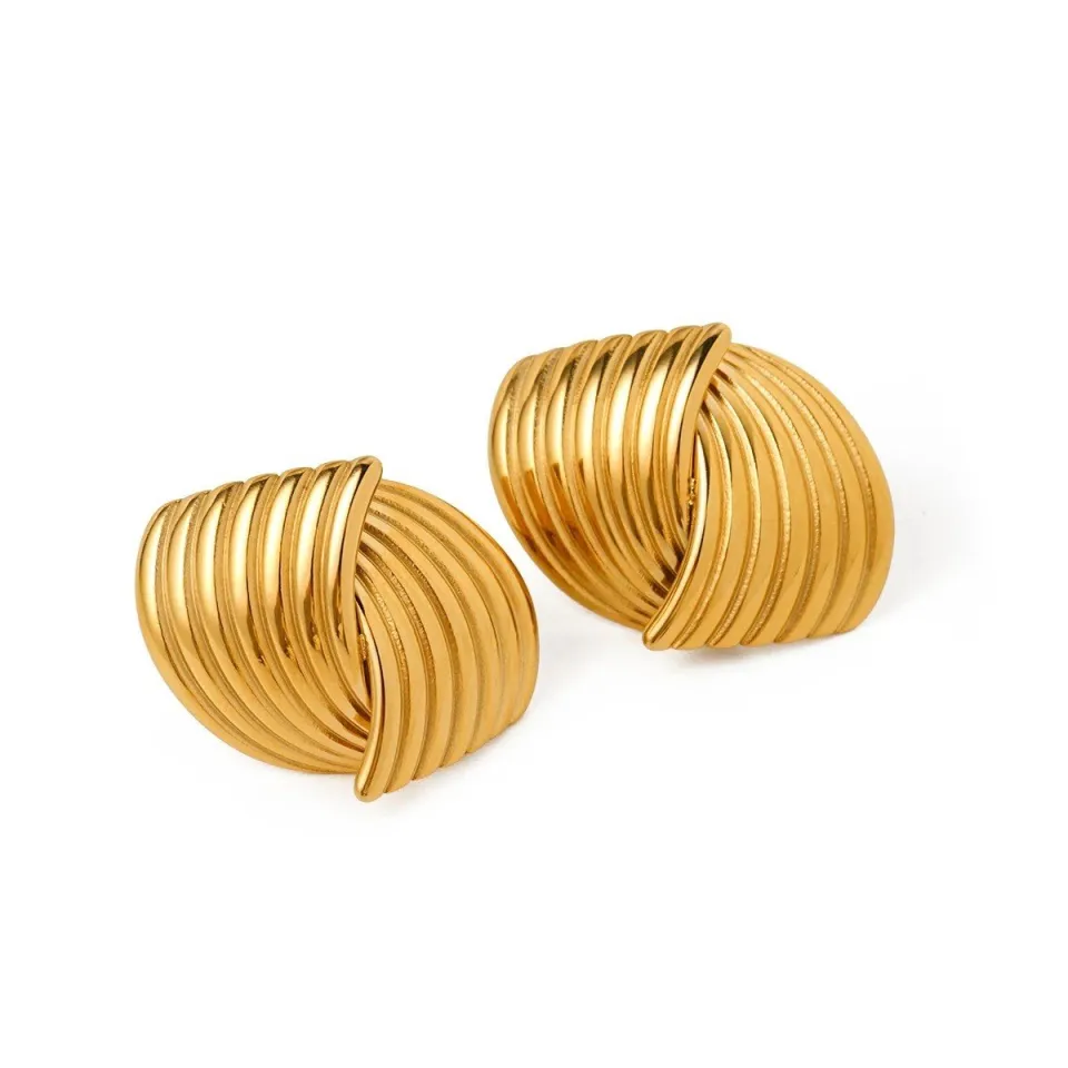 Pendientes Atenas con líneas doradas superpuestas — oro 18K