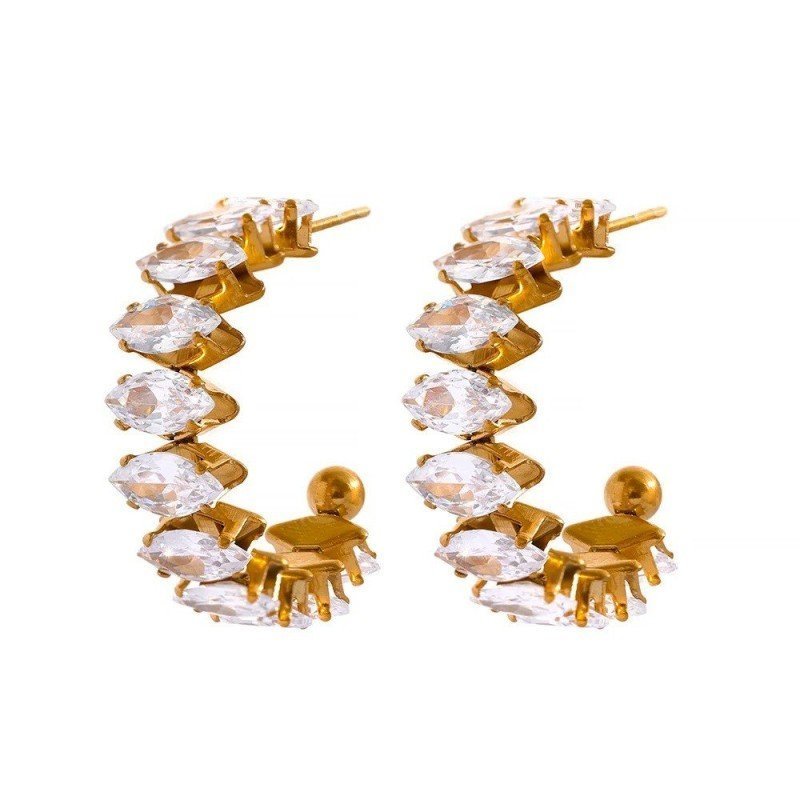 Pendientes Navette Circonitas | Oro 18K | Essencial