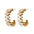 Pendientes Navette con circonitas talla marquesa — blanco o verde