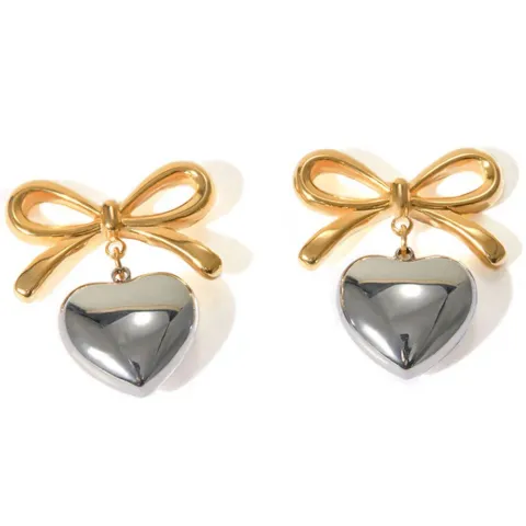 Lasso Heart Two-Tone Earrings