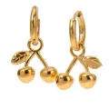 Cherry hoop earrings with cherry pendants in 18K gold PVD or silver
