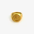 Spiral ring with sculptural design in 18K gold PVD coating