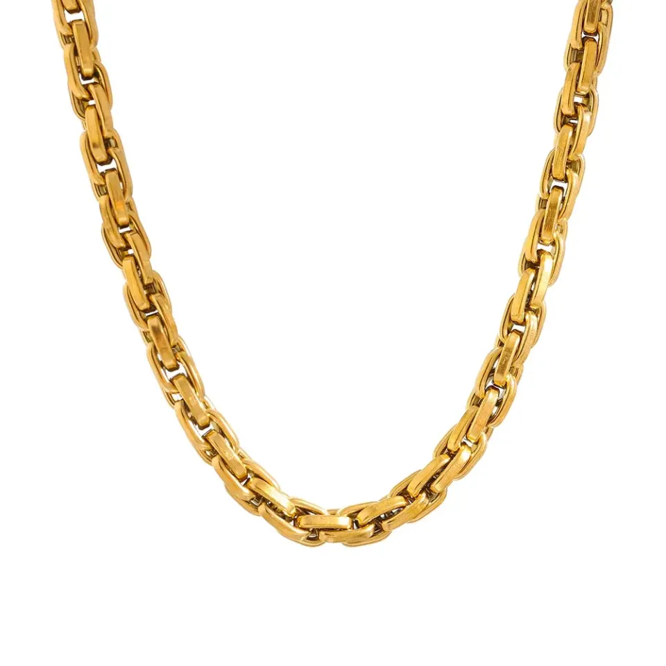 Maya chain with double-box link in 18K gold PVD coating — 6 mm thick