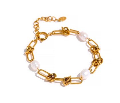 Pulsera nudo con perlas naturales y oro 18K | Essencial by EM