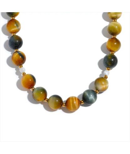 Collar de piedras ojo de halcón y perlas naturales – Exclusividad